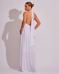 Vestido Longo com Amarração em Malha Branco