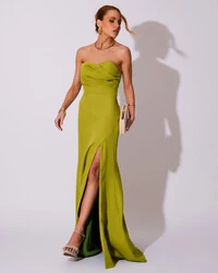 Vestido de Festa Longo Tomara que Caia Alfaiataria Verde Pistache