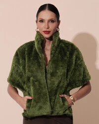 Estola Fake Fur Verde Musgo