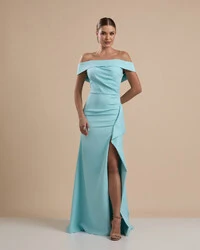 Vestido de Festa Longo Ombro a Ombro com Fenda em Alfaiataria Tiffany