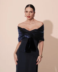 Estola Veludo Azul Marinho New