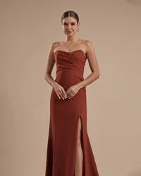 Vestido de Festa Longo Tomara que Caia Alfaiataria Terracota