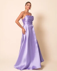 Vestido de Festa Longo Tomara que Caia Trançado Costa em Zibeline Lilás