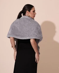 Estola Fake Fur Cinza New