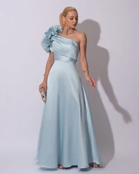 Vestido de Festa Longo Zibeline um Ombro Só Flor Drapeado Tiffany