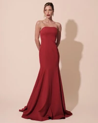 Vestido de Festa Longo Alfaiataria Tomara que Caia Saia Sereia Cereja