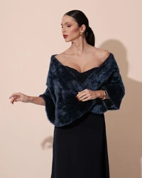 Estola Azul Marinho Fake Fur