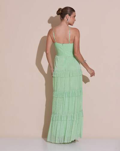 Foto Vestido de Festa Longo Tule com Saia Babado Verde Lima