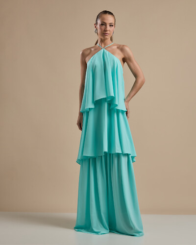 Foto Vestido Longo Babado em Camadas Tiffany