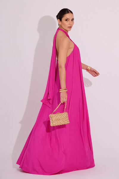 FotoVestido Longo com Amarração em Malha Pink