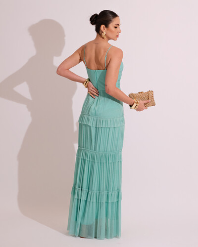 FotoVestido de Festa Longo Tule com Saia Babado Tiffany