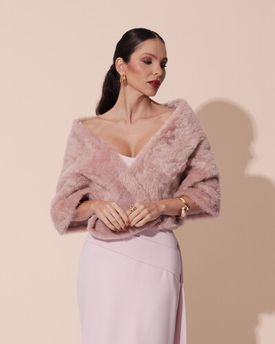 Foto Estola Rose Queimado Fake Fur