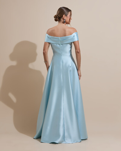 Foto Vestido de Festa Longo Zibeline Ombro a Ombro com Fenda Tiffany