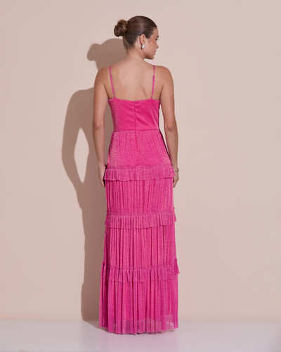 Foto Vestido de Festa Longo Tule com Saia Babado Pink