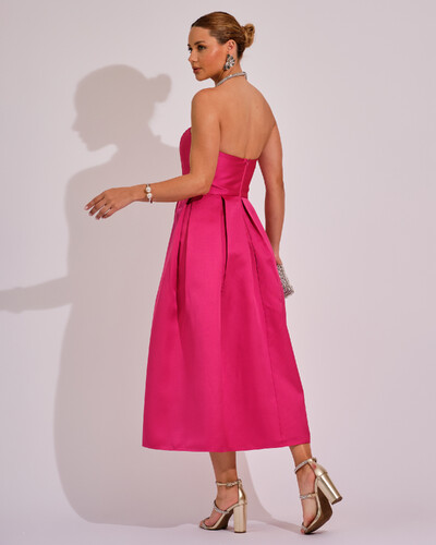 FotoVestido Midi Tomara que Caia Zibeline Com Pregas Pink