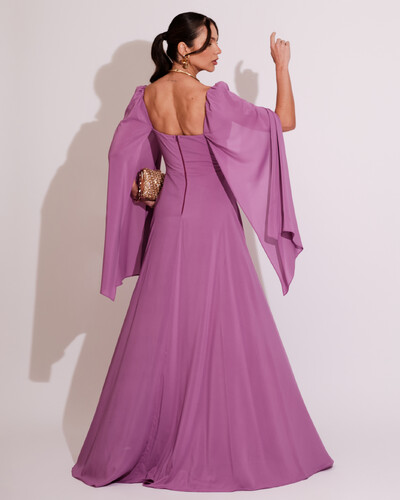 FotoVestido de Festa Longo com Capa Fúcsia