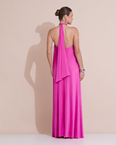 Foto Vestido Longo com Amarração em Malha Pink