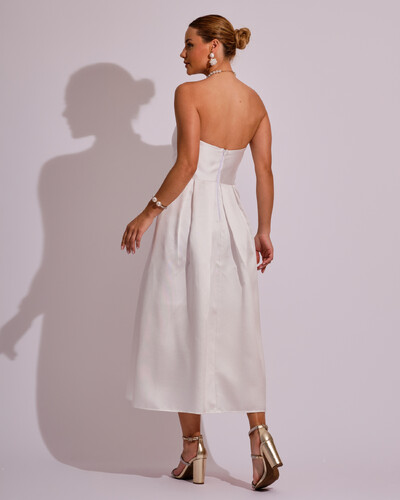 FotoVestido Midi Tomara que Caia Zibeline Com Pregas Branco