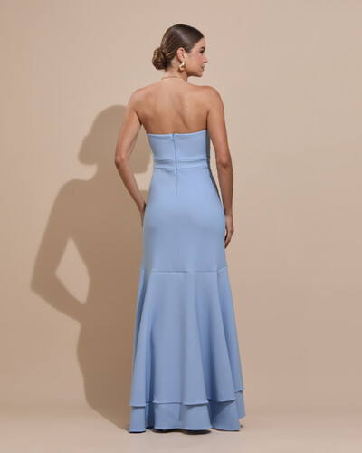 Foto Vestido Longo com Fenda de Babados Alfaiataria Serenity