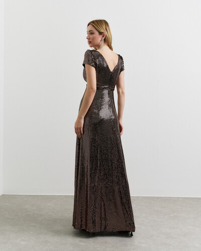 FotoVestido Longo Gloria Preto com Dourado