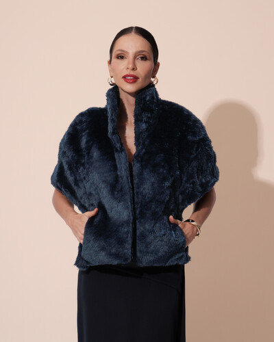 Foto Estola Fake Fur Azul Marinho