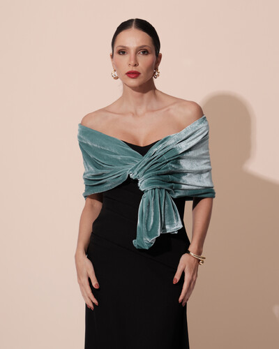 Foto Estola Veludo Verde Menta