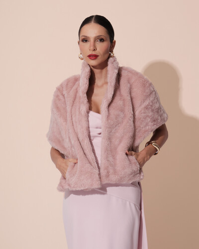 Foto Estola Fake Fur Rose Queimado