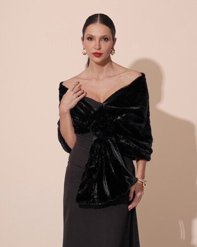 Foto Estola de Pele Preta