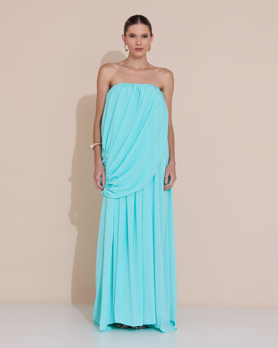 Foto Vestido de Festa Longo Tomara Que Caia Crepe Chiffon Drapeado Tiffany