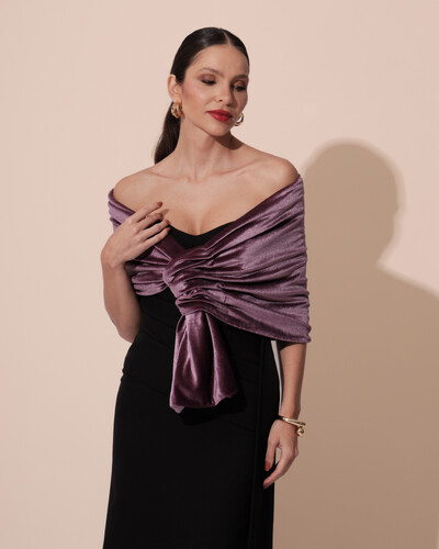 Foto Estola Veludo Roxo