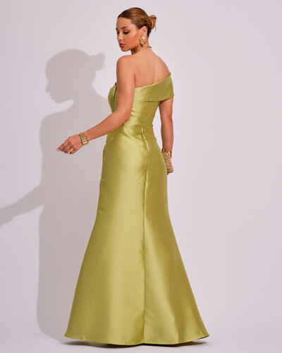 FotoVestido de Festa Zibeline com Faixa Ombro a Ombro Verde Lima
