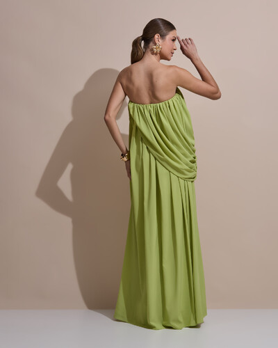 Foto Vestido de Festa Longo Tomara Que Caia Crepe Chiffon Drapeado Verde Garden