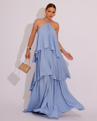Foto Vestido Longo Babado em Camadas Serenity
