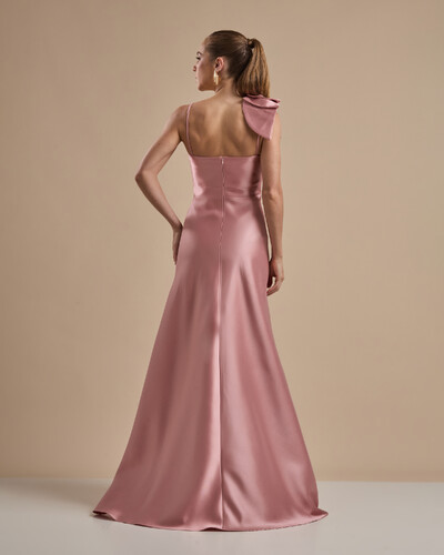FotoVestido de Festa Longo em Zibeline com Laço Removível Rose