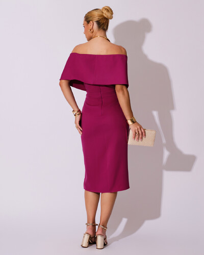 FotoVestido de Festa Midi Alfaiataria Fúcsia Beterraba