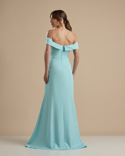 FotoVestido de Festa Longo Alfaiataria Ombro a Ombro com Fenda Tiffany