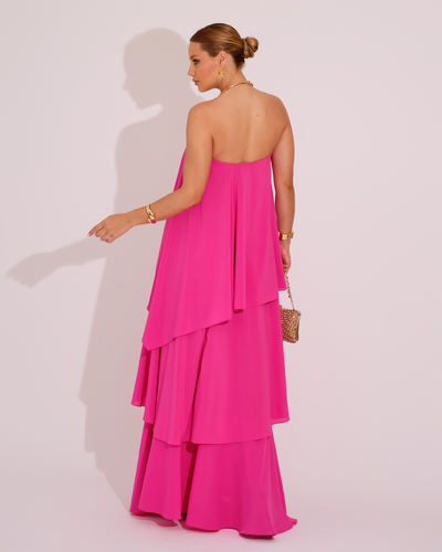 FotoVestido de Festa Longo Tomara que Caia em Camadas Pink