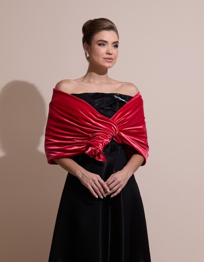 Foto Estola Veludo Vermelho