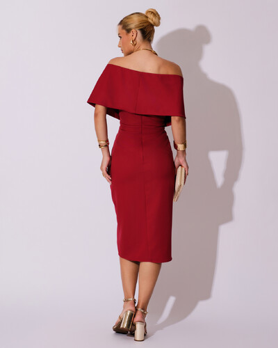 FotoVestido de Festa Midi Alfaiataria Cereja