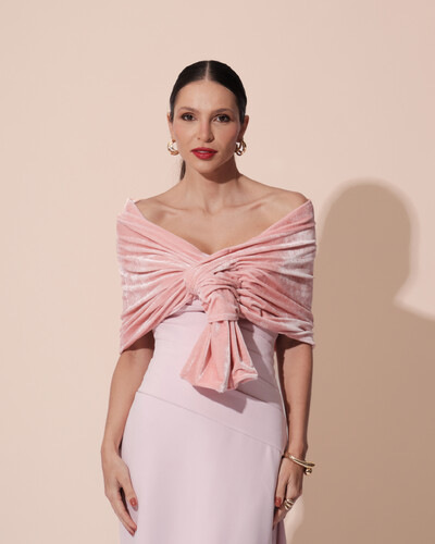 Foto Estola Veludo Rosa