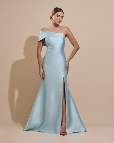 Foto Vestido de Festa Zibeline com Faixa Ombro a Ombro Tiffany