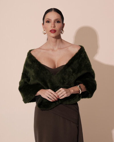 Foto Estola Verde Oliva New Fake Fur