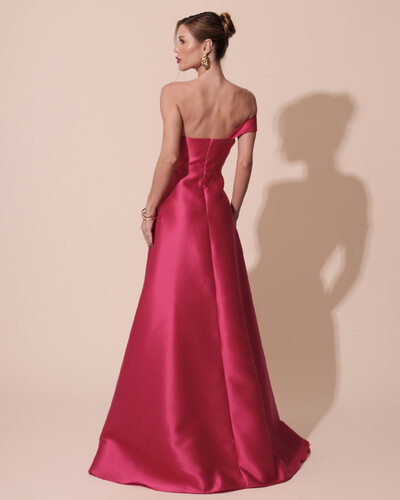 FotoVestido de Festa Longo Zibeline um Ombro Só Mullet Pink New