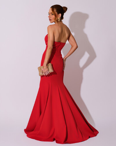 FotoVestido de Festa Longo Alfaiataria Tomara que Caia Saia Sereia Vermelho