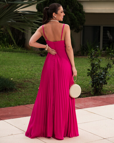 FotoVestido Longo Plissado Hot Pink