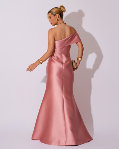 FotoVestido de Festa Zibeline com Faixa Ombro a Ombro Rose