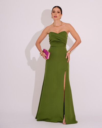 Foto Vestido de Festa Longo Tomara que Caia Alfaiataria Verde