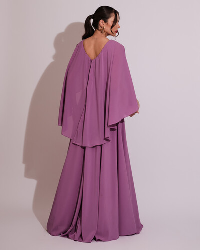 FotoVestido Longo com Capa Crepe Fucsia