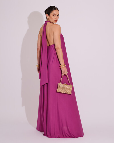 FotoVestido Longo com Amarração em Malha Fucsia