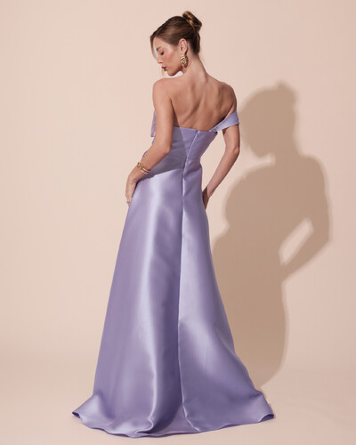 FotoVestido de Festa Longo Zibeline um Ombro Só Mullet Lilás